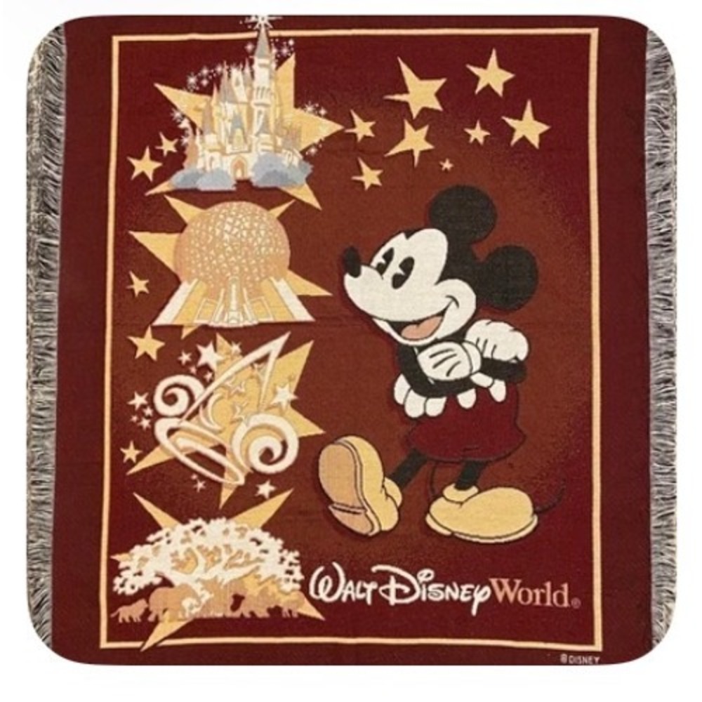New! Mickey Mouse Tapestry Woven Throw Walt Disney World 4 Parks Blanket 46"x54"